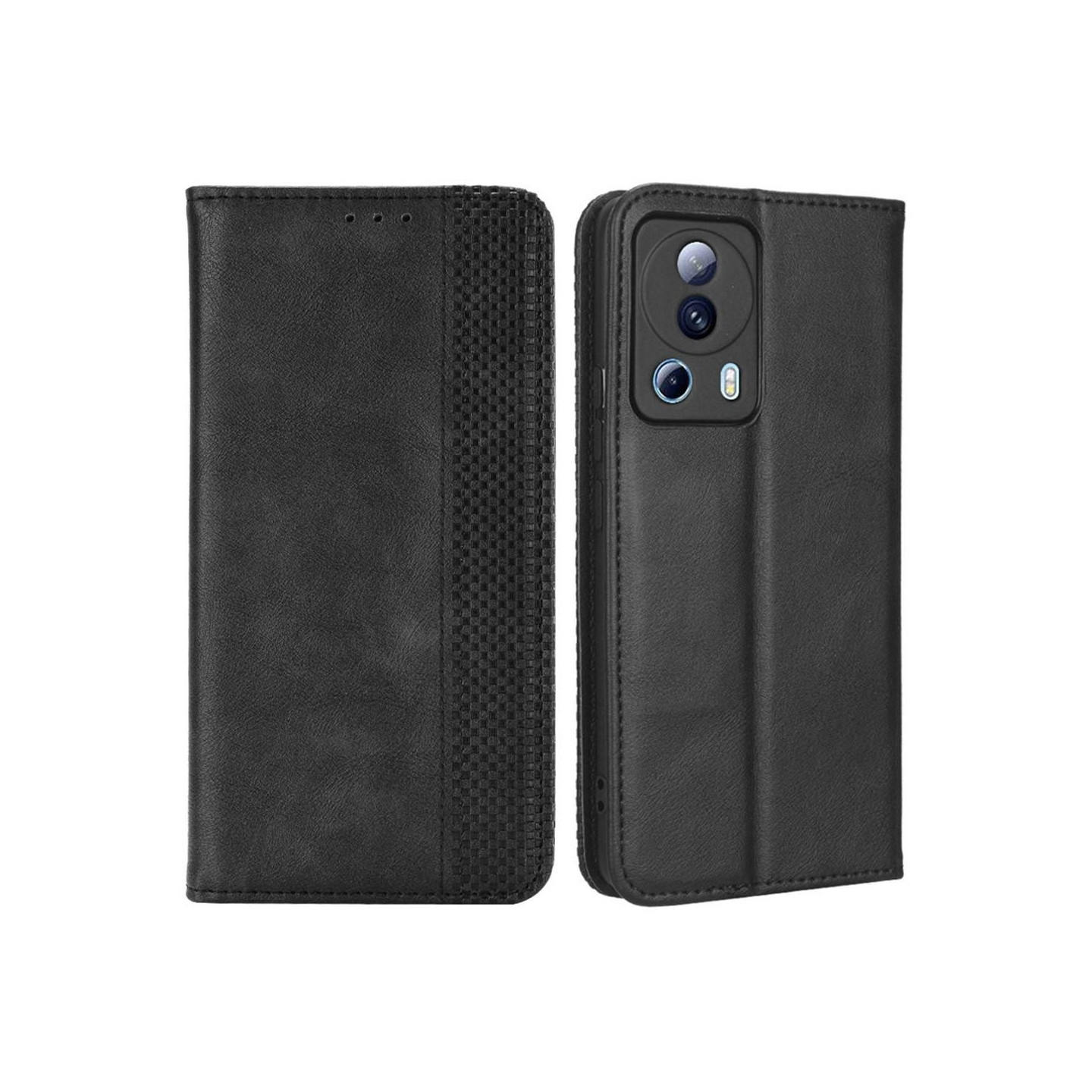 Xiaomi 13 Lite Stand Phone Case Full Protection Wallet Cover - Black