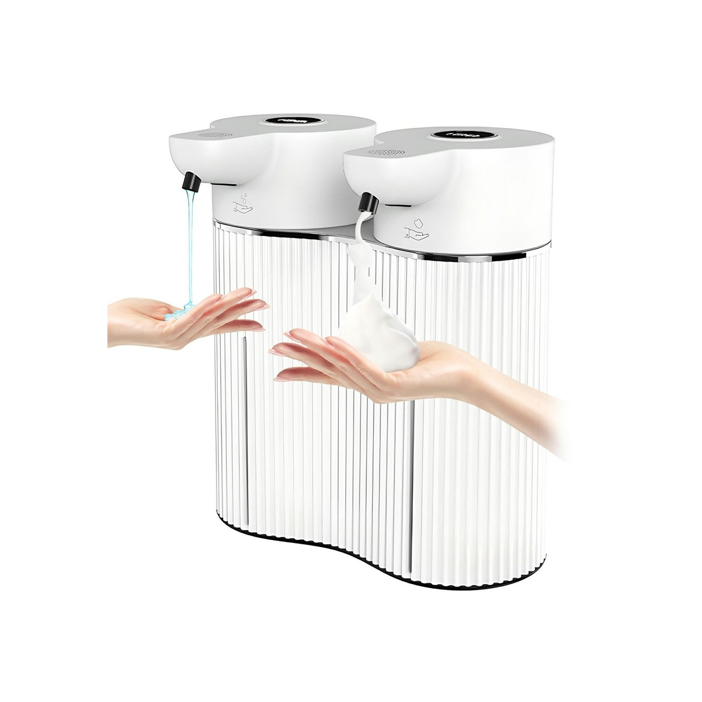 Dobbelt sæbedispenser Automatisk sæbepumpe Berøringsfri håndvask til skum + dråbe