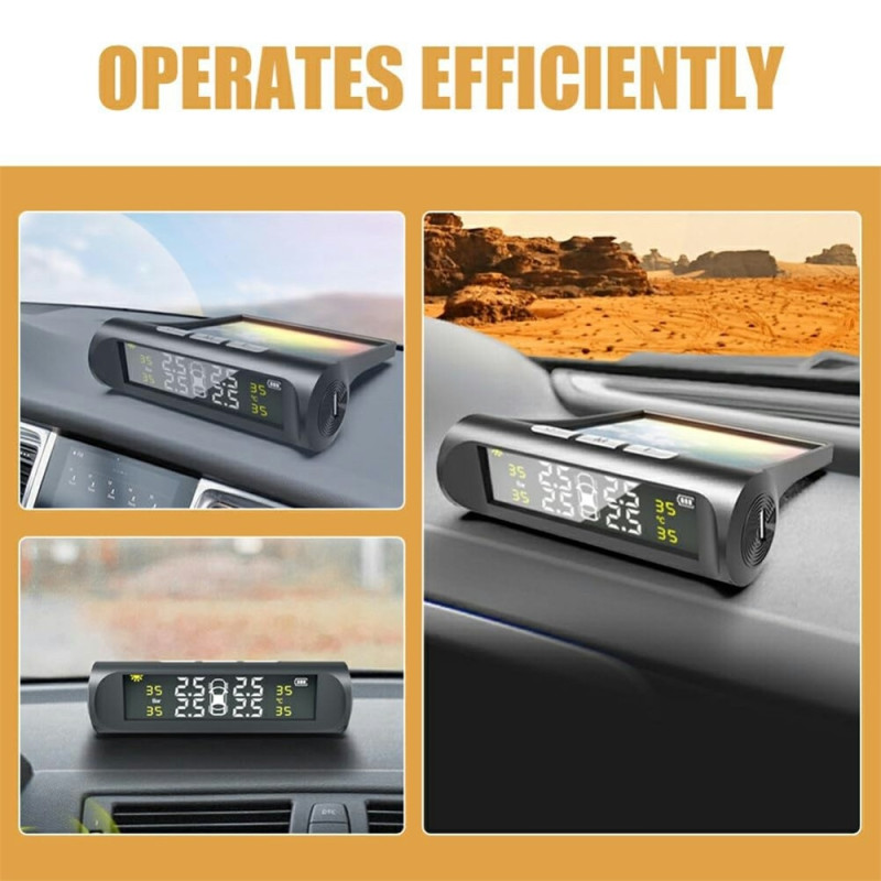 TPMS Tire Pressure Monitoring System Solar Powered Car Tire Sensor High Low Pressure Warning