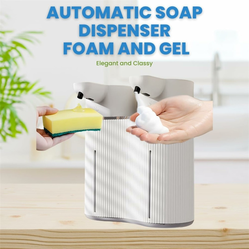Dual Soap Dispenser Automatic Soap Pump Touchless Hand Wash for Foam + Drop