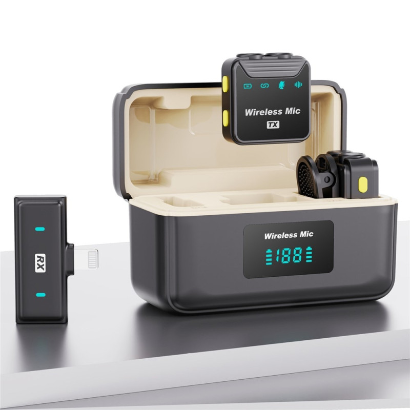 SX23 iP Mikrofon Lavalier Støydempende Trådløs 2 Mikrofoner + 1 Mottaker