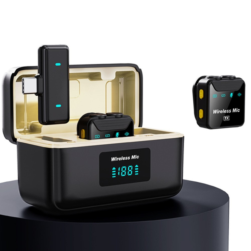 SX23 USB-C Microphone Lavalier Noise Cancelling Wireless 2 Microphones + 1 Receiver