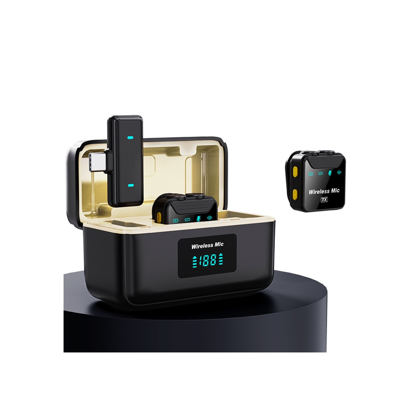 SX23 USB-C -mikrofoni, jossa nappikuulokkeet, melunvaimennus, langaton, 2 mikrofonia + 1 vastaanotin