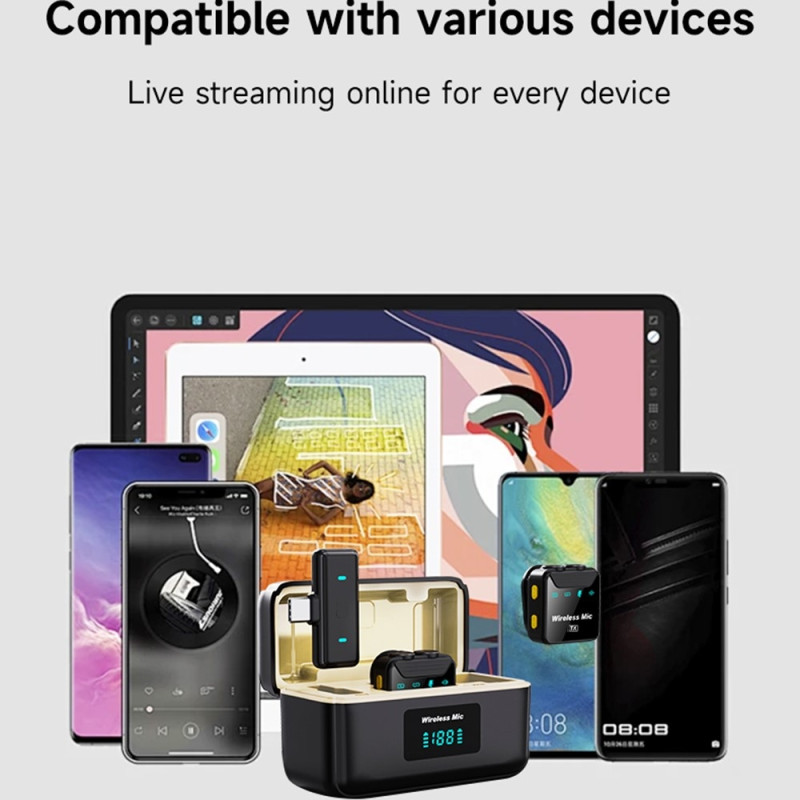 SX23 USB-C -mikrofoni, jossa nappikuulokkeet, melunvaimennus, langaton, 2 mikrofonia + 1 vastaanotin