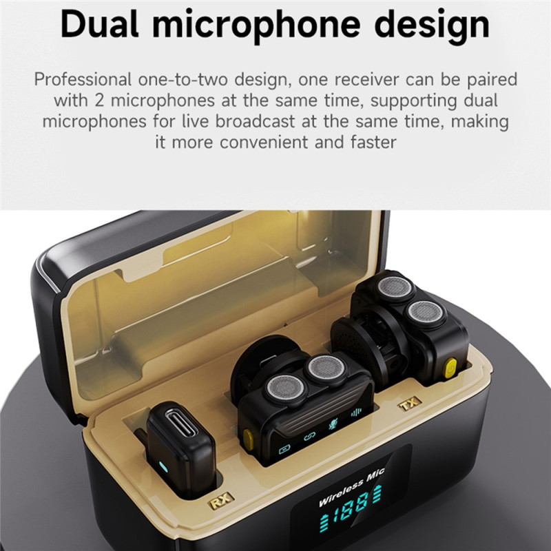 SX23 USB-C Mikrofon Lavaliter Brusreducerande Trådlös 2 Mikrofoner + 1 Mottagare