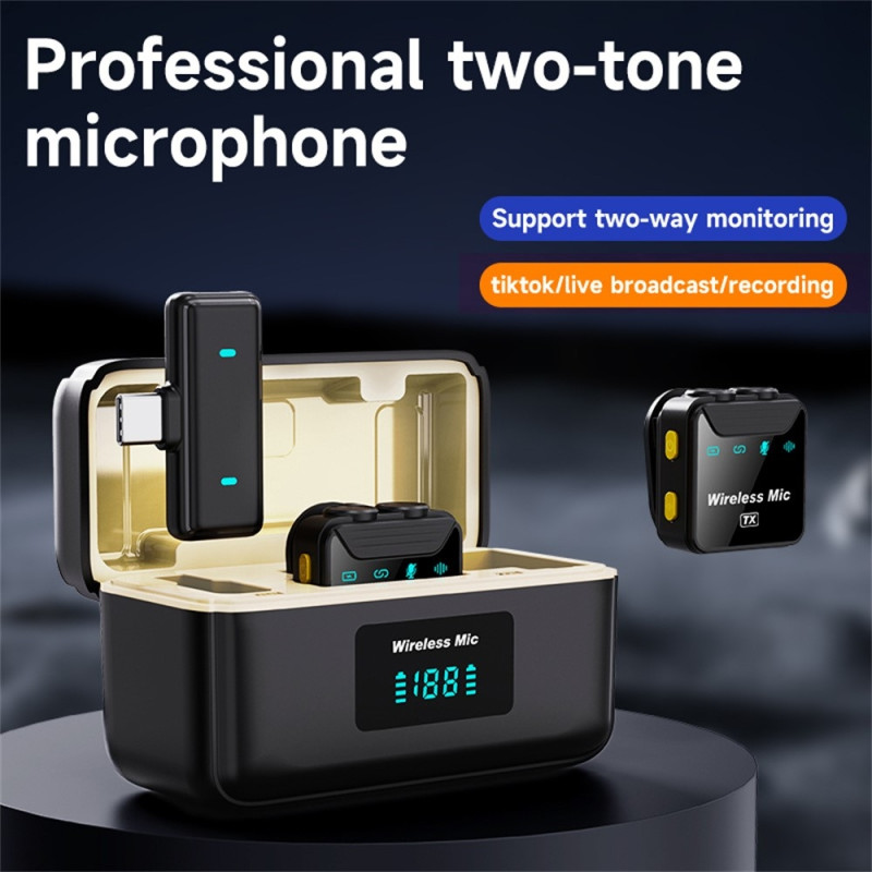 SX23 USB-C Mikrofon Lavaliter Brusreducerande Trådlös 2 Mikrofoner + 1 Mottagare