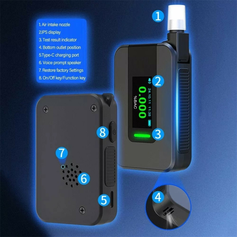 Alkoholmåler med høy presisjon Alkoholtester Talemelding Alkometer