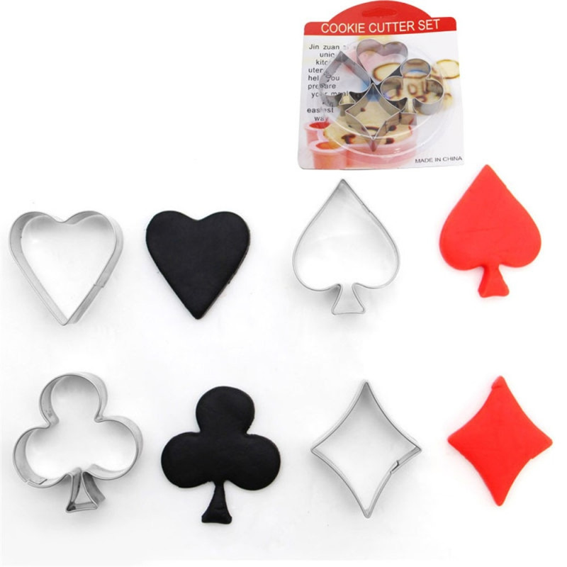 4 st Pepparkaksform Kakform motiv poker kortlek i rostfritt stål