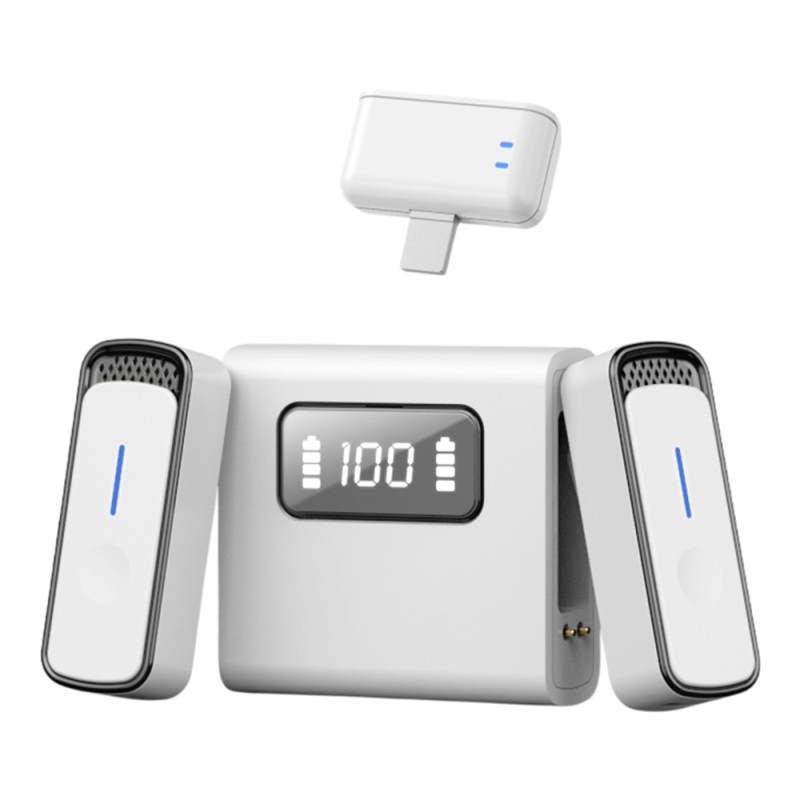 iP Langaton Lavalier Melunvaimennus 2 Mikrofonilla Latauskotelo Valkoinen+Musta