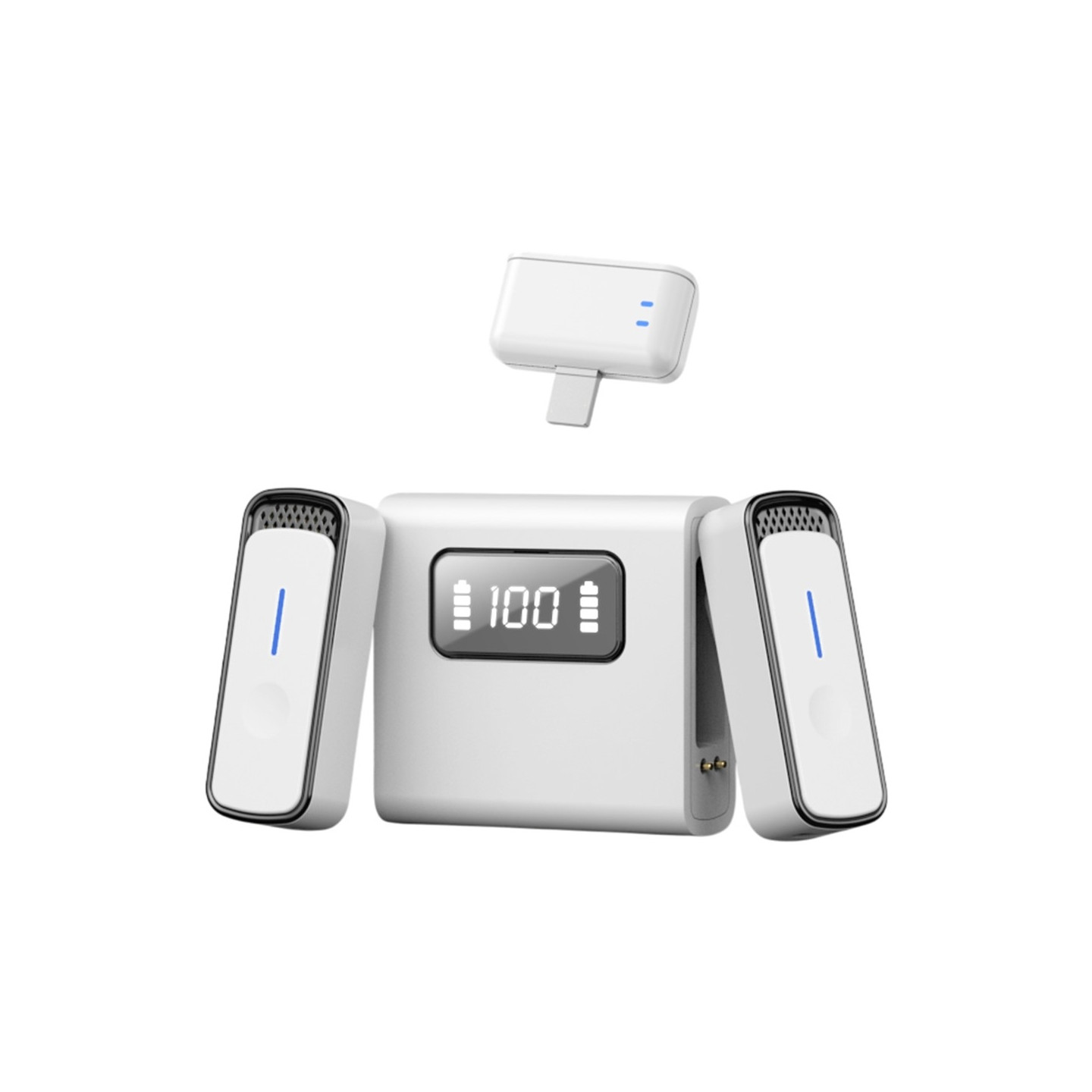 iP Langaton Lavalier Melunvaimennus 2 Mikrofonilla Latauskotelo Valkoinen+Musta