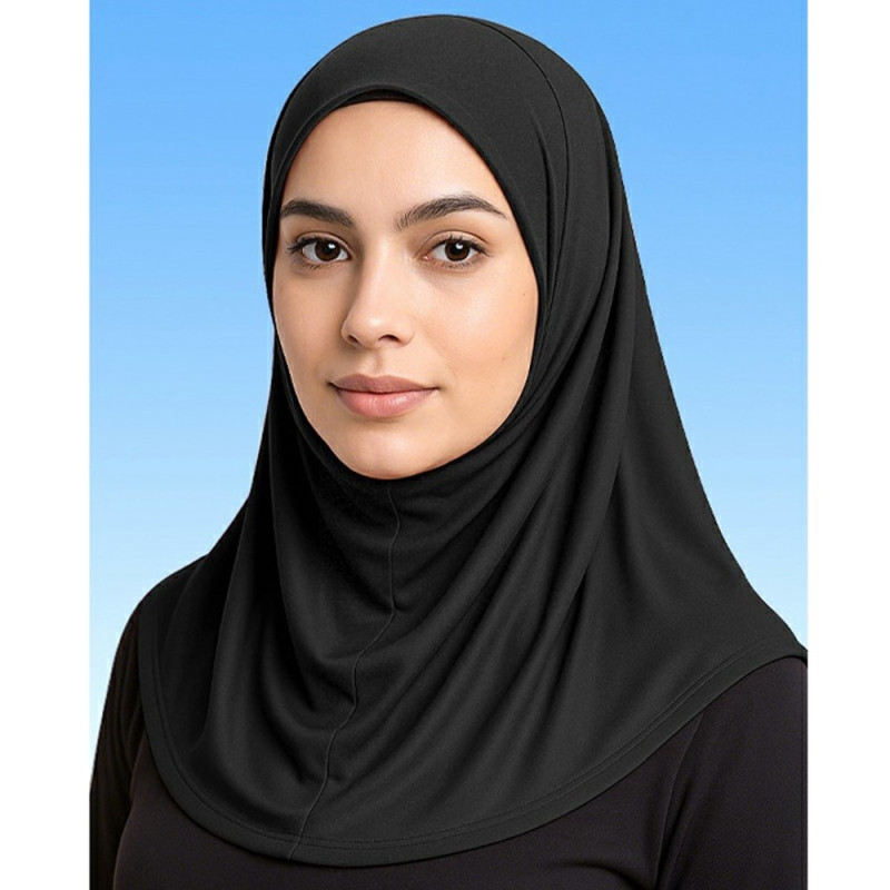 Hengittävä muslimi-huivi hijab, maitosilkkipäähine - musta