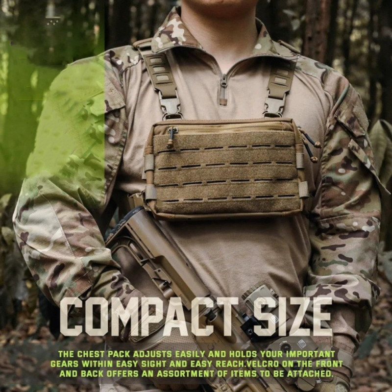 Tactical Vest Chest Bag Oxford Cloth Bag Hunting Molle Survival Bag - Black