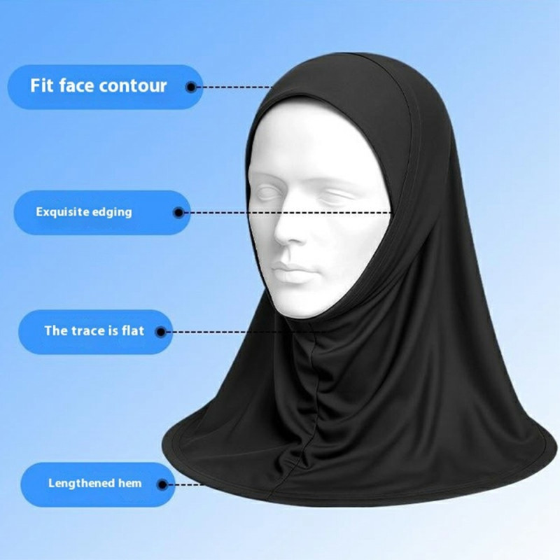 Muslim Headscarf Hijab Breathable Milk Silk Headwear - Black