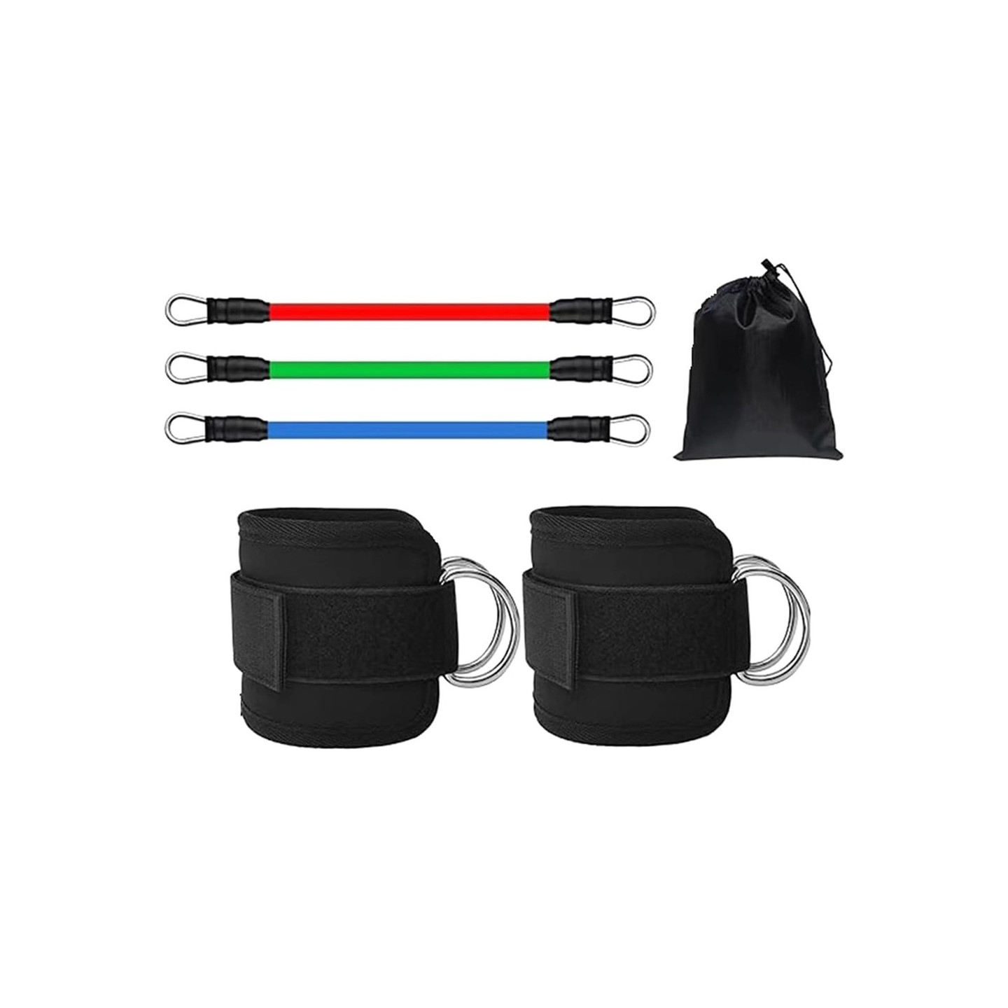 1 pair of ankle straps with 3 resistance bands for leg and butt exercises Workout at home