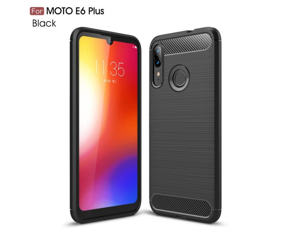 Motorola Moto E6 Plus Karbon fiber Skal - Svart