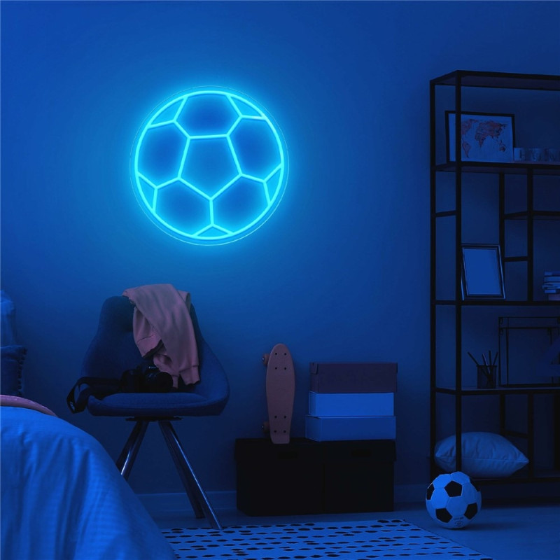 LED football sign with neon motif, USB-powered sports atmosphere lamp, 32x32cm