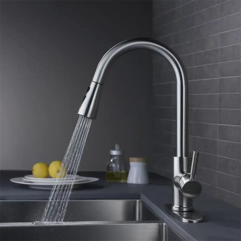 Kitchen faucet 3 positions stainless steel sink 360° rotatable pull-out water mixer