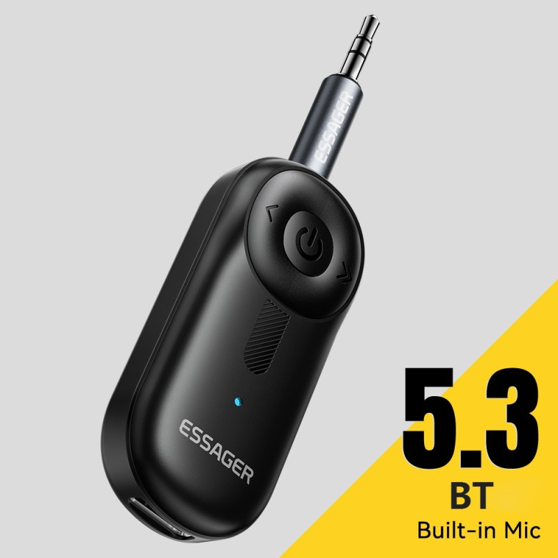 ESSAGER Lydmodtager Trådløs Sender med Mikrofon Clip-On Bluetooth Adapter