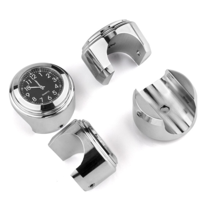 Thermometer For Motorcycle 22-25.4mm Handlebar Luminous - Silver case black dial