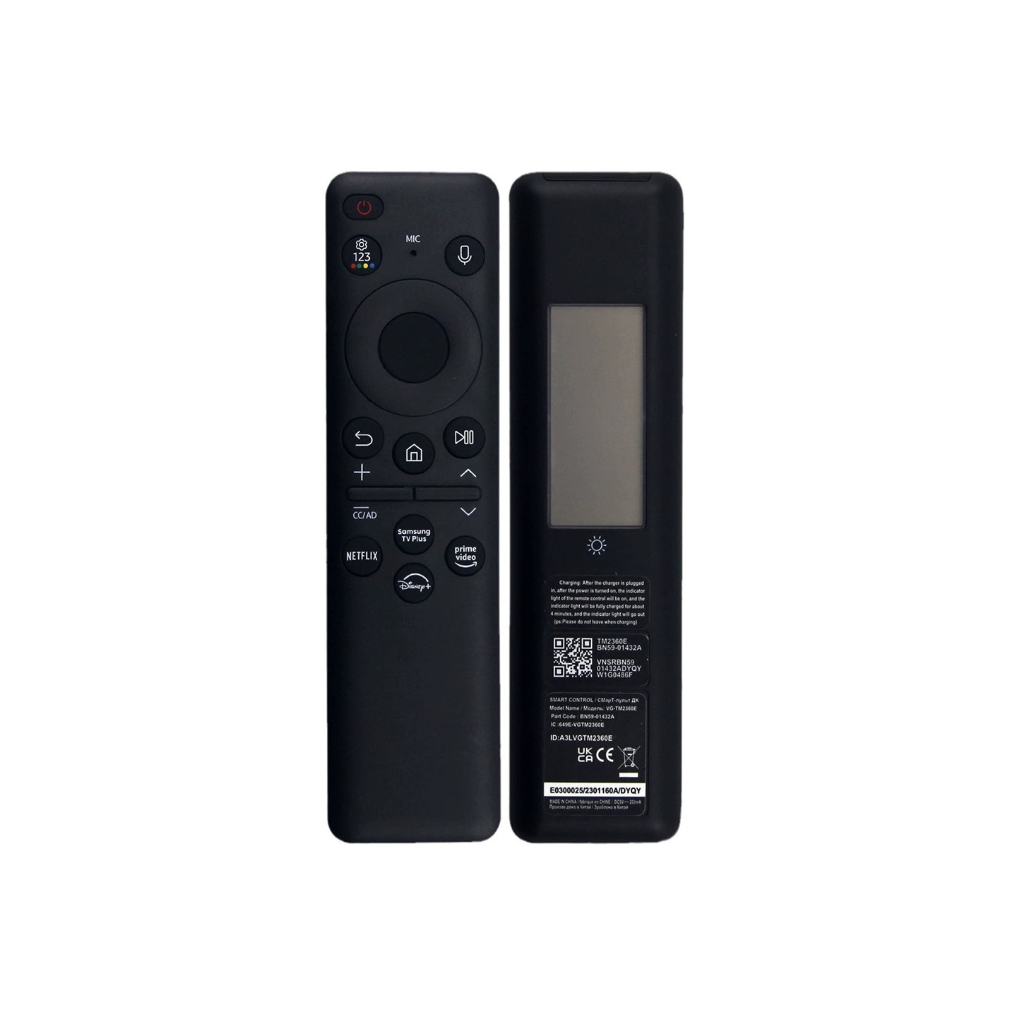 TV:n kaukosäätimen vaihto BN59-01432A Samsung-televisiolle, aurinkoenergialla toimiva äänitoiminto