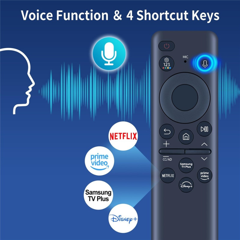 TV-fjernbetjening udskiftning BN59-01432A til Samsung TV, soldrevet, stemmefunktion