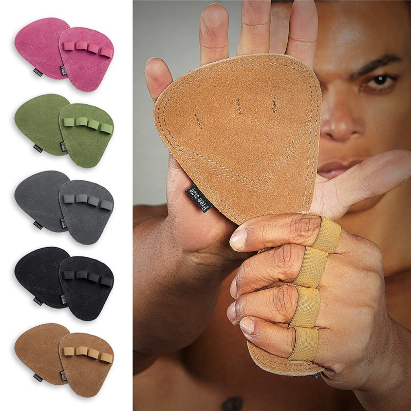 Pull-ups grip pads leather palm protector fitness gloves for weightlifting