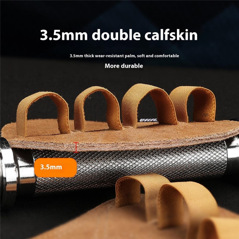 Pull-ups grip pads leather palm protector fitness gloves for weightlifting