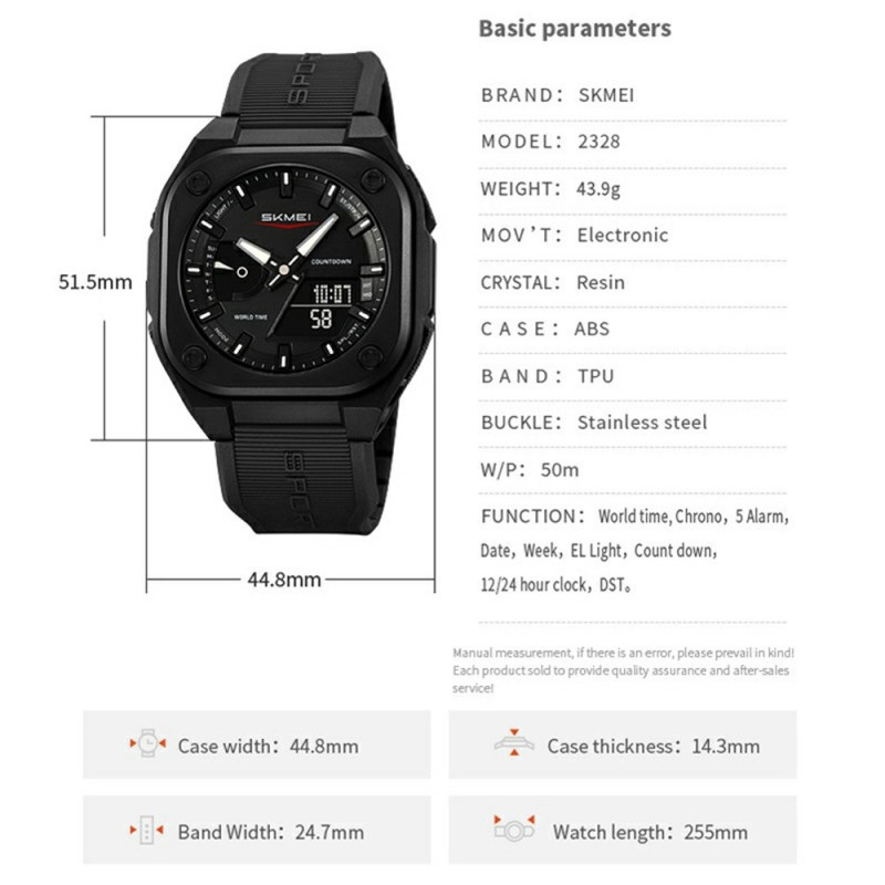 SKMEI Digital Elektronisk Armbåndsur 50M Vanntett - Army