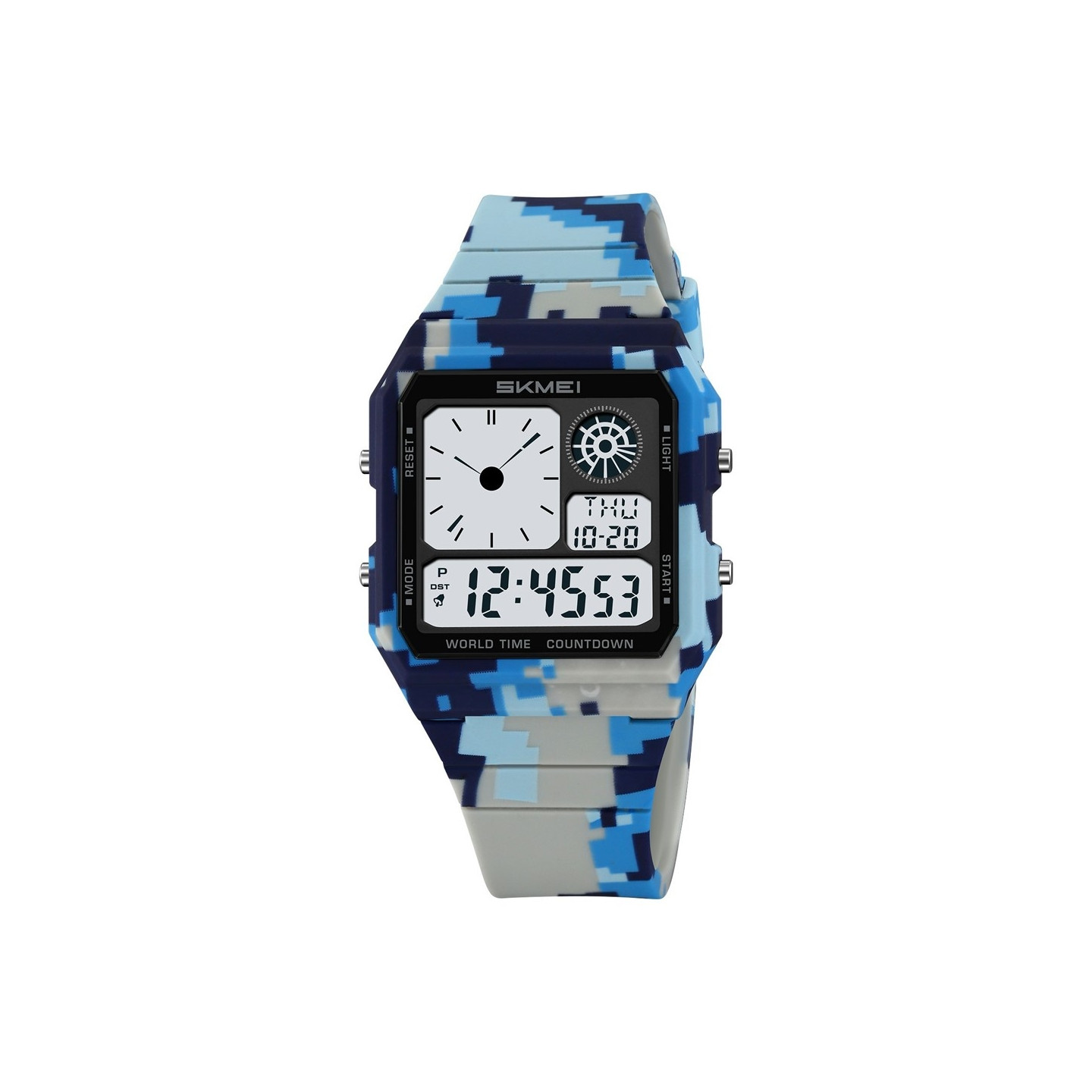 SKMEI Digital Electronic Wristwatch Clock Backlight - Blue Camo