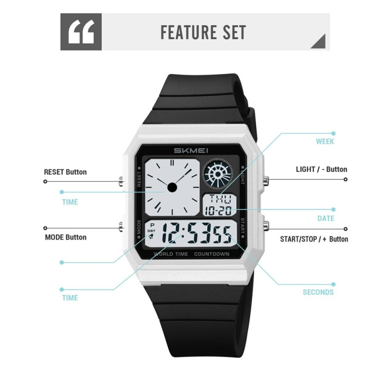 SKMEI digital elektronisk armbåndsur klokke bakgrunnsbelysning - Blå Camo