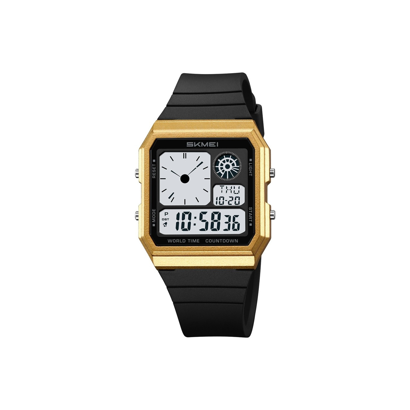 SKMEI Digital Electronic Wristwatch Clock Backlight - Gold+Black