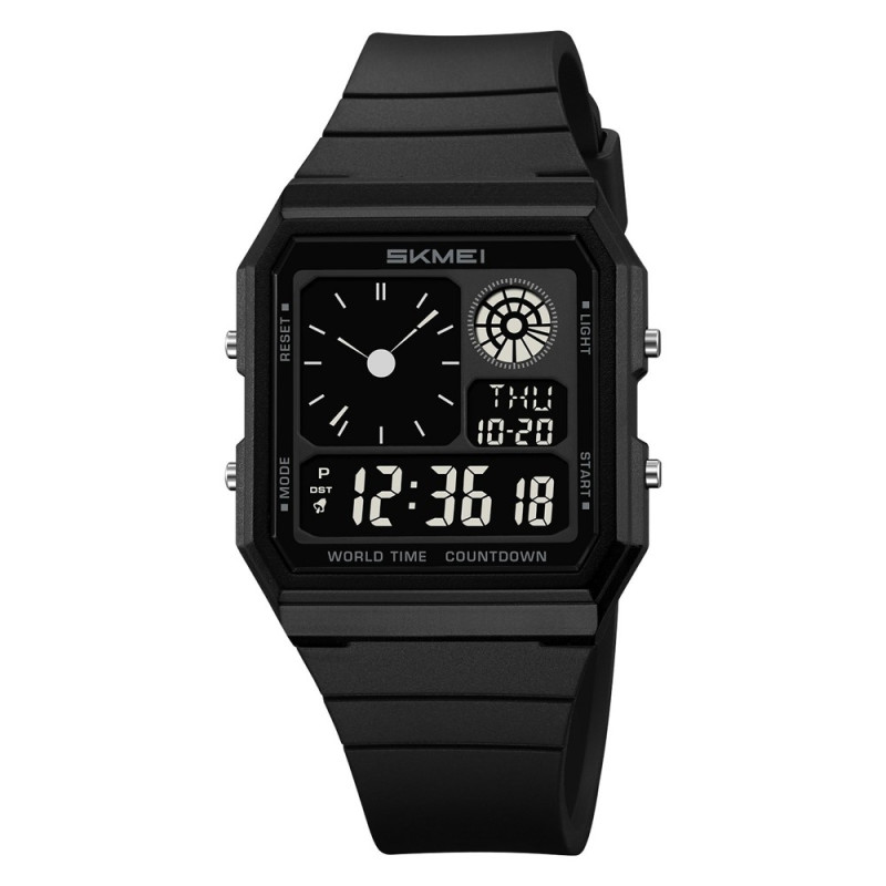 SKMEI Digital Electronic Wristwatch Clock Backlight - Black+black