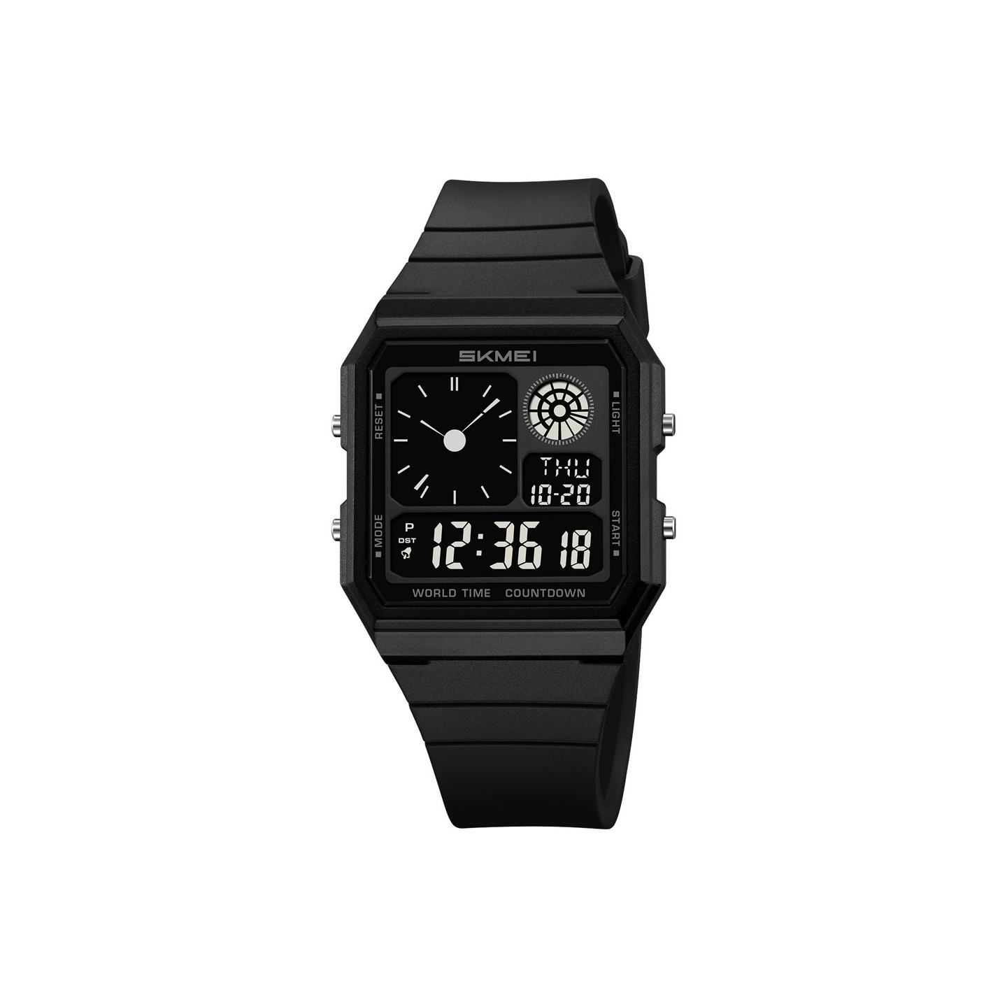 SKMEI Digital Elektronisk Armbandsklocka Klocka Bakgrundsbelysning - Svart+Svart