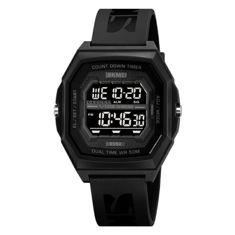 SKMEI Digital Electronic Wristwatch Clock Waterproof Countdown - Black