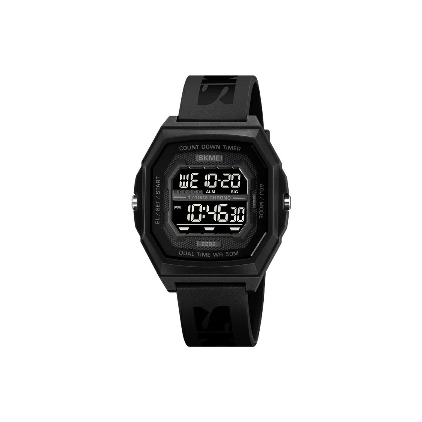 SKMEI Digital Electronic Wristwatch Clock Waterproof Countdown - Black