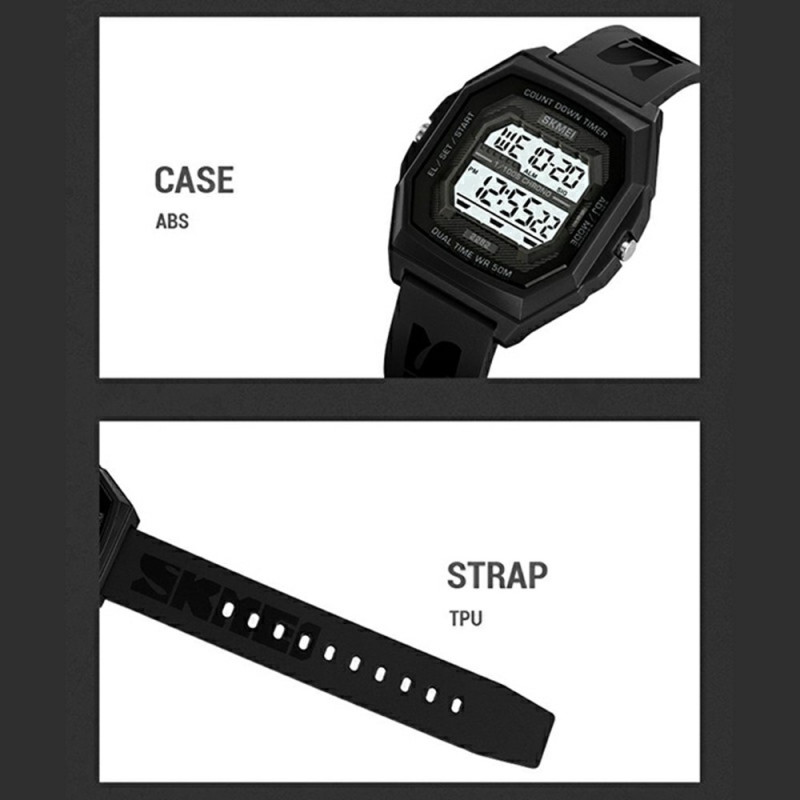 SKMEI Digital Electronic Wristwatch Clock Waterproof Countdown - Apricot