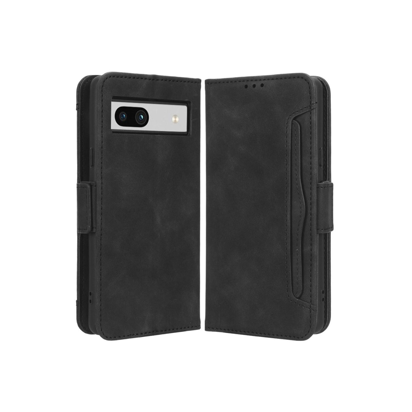 Google Pixel 7a Multiple Card Slots Phone Wallet Case - Black