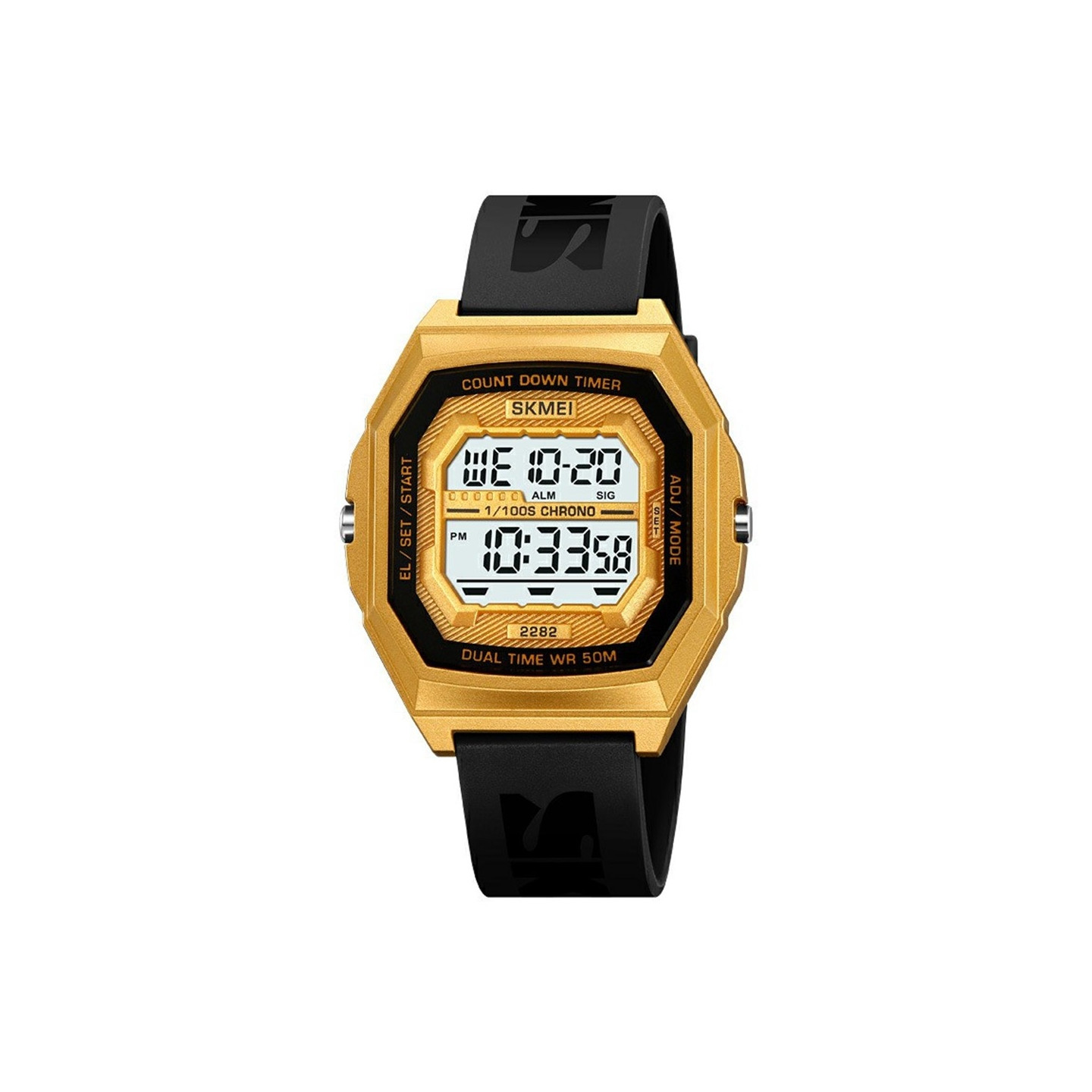 SKMEI Digital Electronic Wristwatch Clock Waterproof Countdown - Black+Gold