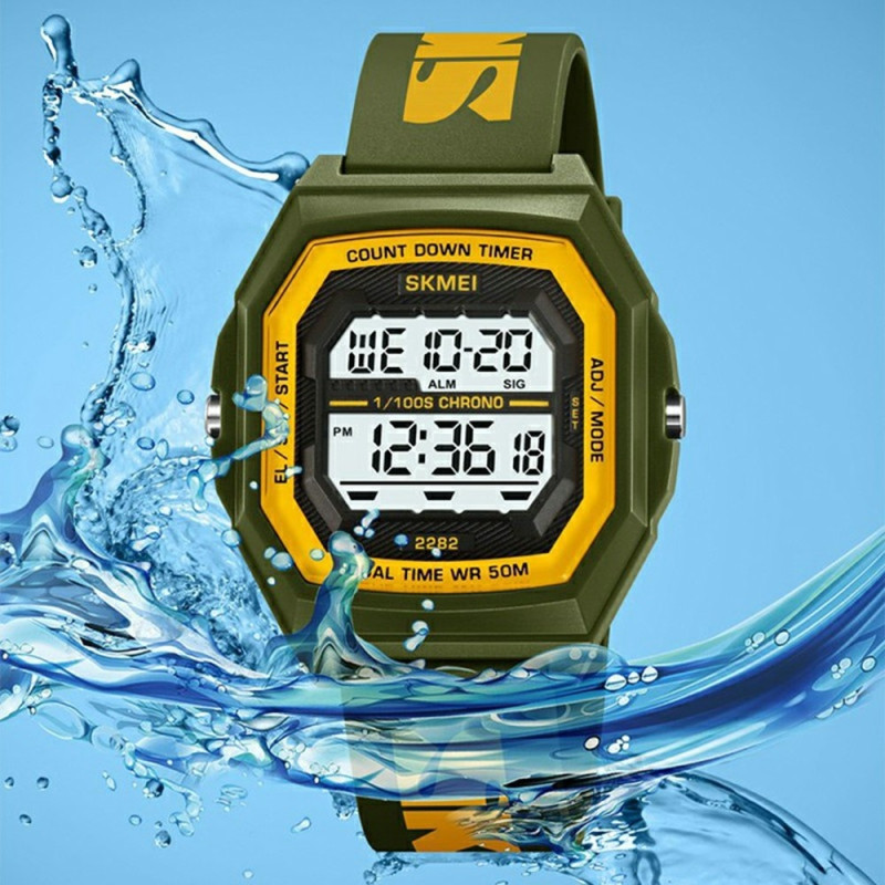 SKMEI Digital Electronic Wristwatch Clock Waterproof Countdown - Army