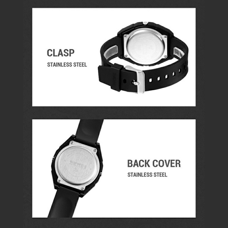 SKMEI Digital Electronic Wristwatch Clock Waterproof Countdown - Black+Gold