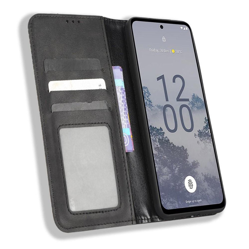 Nokia X30 5G Teline Puhelinkotelo Täysi Suojaus Lompakon Suojus - Musta