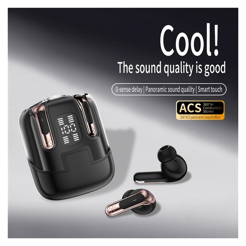 2 pairs of wireless headphones Bluetooth 5.4 in-ear sports headphones LED stereo - White