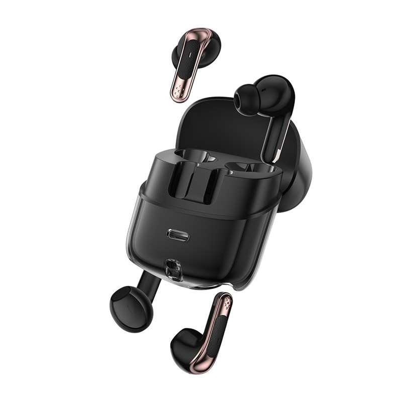 2 par trådløse hodetelefoner Bluetooth 5.4 in-ear sportshodetelefoner LED stereo Svart