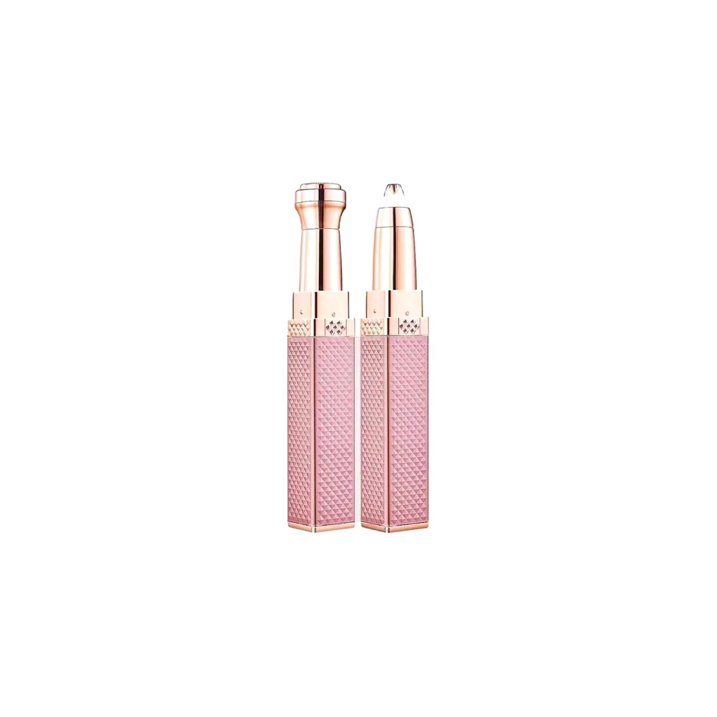 2-i-1 barbermaskin trimmer øyenbryn ansiktshårfjerner leppestiftformet LED-lys Rose Gold