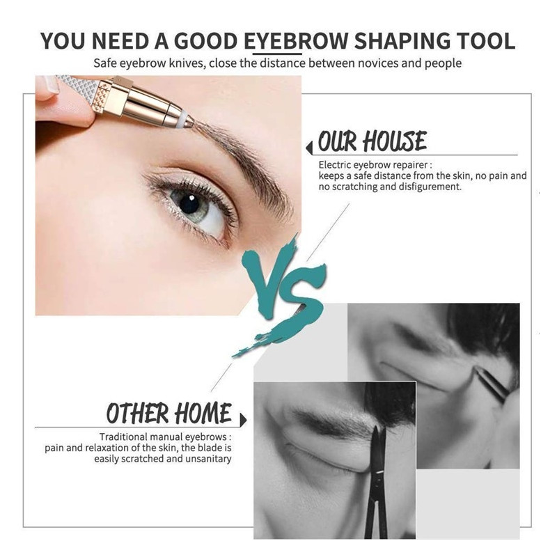 2-in-1 Shaver Trimmer Eyebrow Face Hair Remover Lipstick Shape LED Light Rose Gold