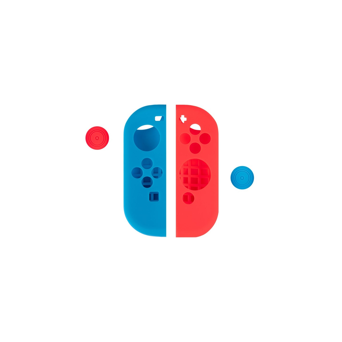 Silikonecover kompatibelt med Nintendo Switch + tommelfingergrebsbeskytter - Rød/blå