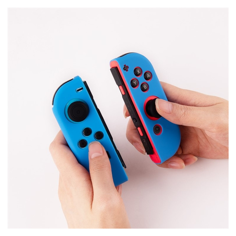 Silikondeksel kompatibelt med Nintendo Switch + tommelgrepsbeskytter - blå