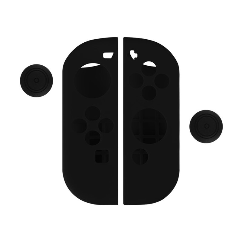 Silikondeksel kompatibelt med Nintendo Switch + tommelgrepsbeskytter - Svart