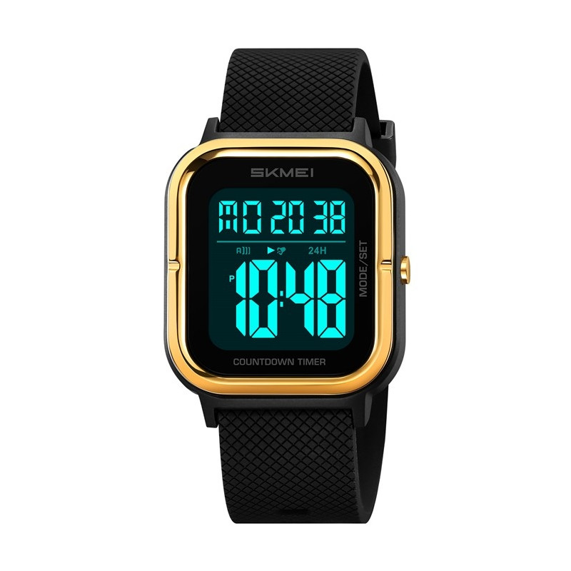 SKMEI Vandtæt Digitalt Armbåndsur Ur Belysning Stopur - Guld+Sort+TPU