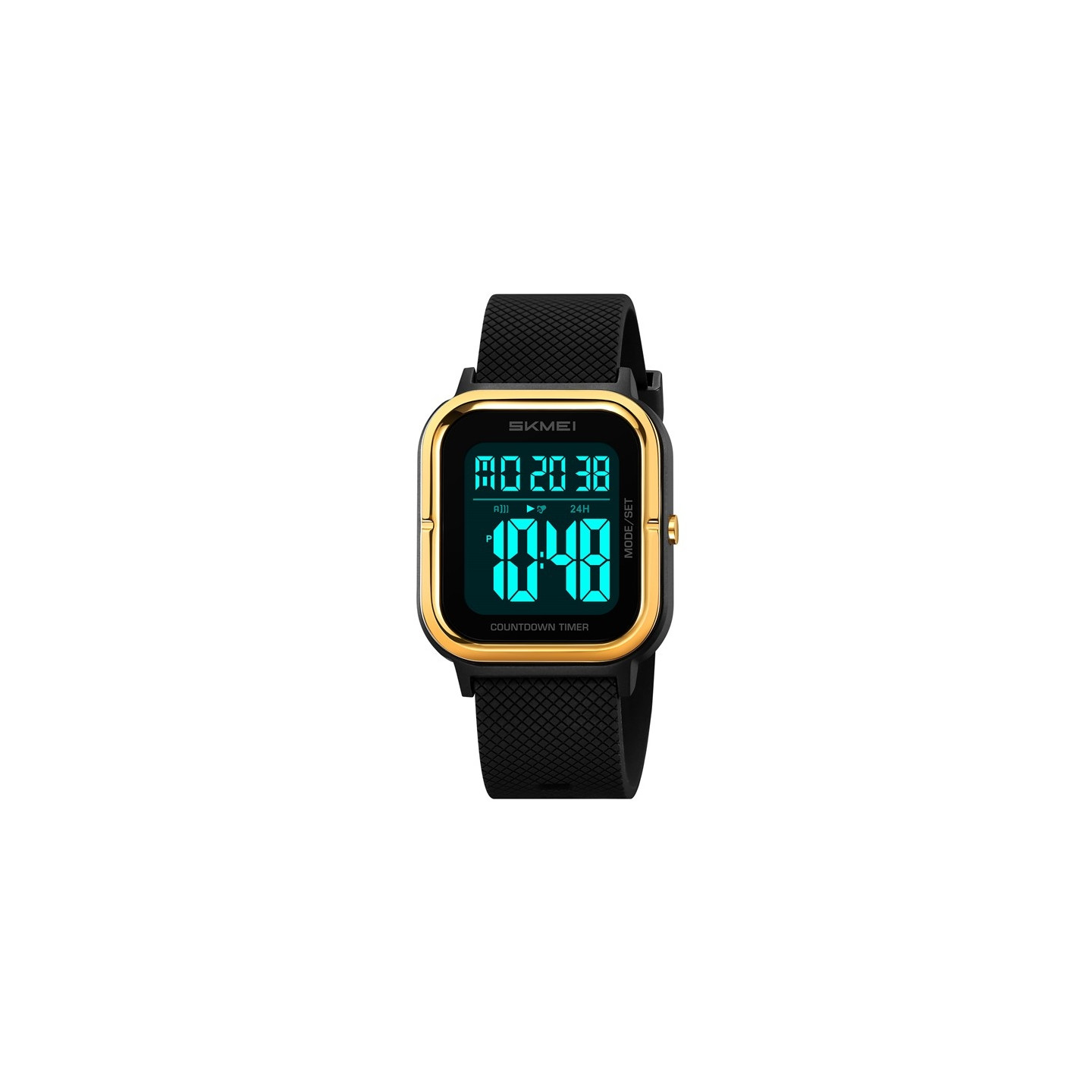 SKMEI Waterproof Digital Wristwatch Clock Lighting Stopwatch - Gold+Black+TPU